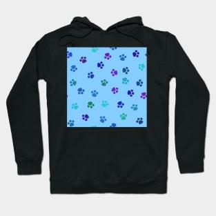 Blue Multicolor Paws Hoodie